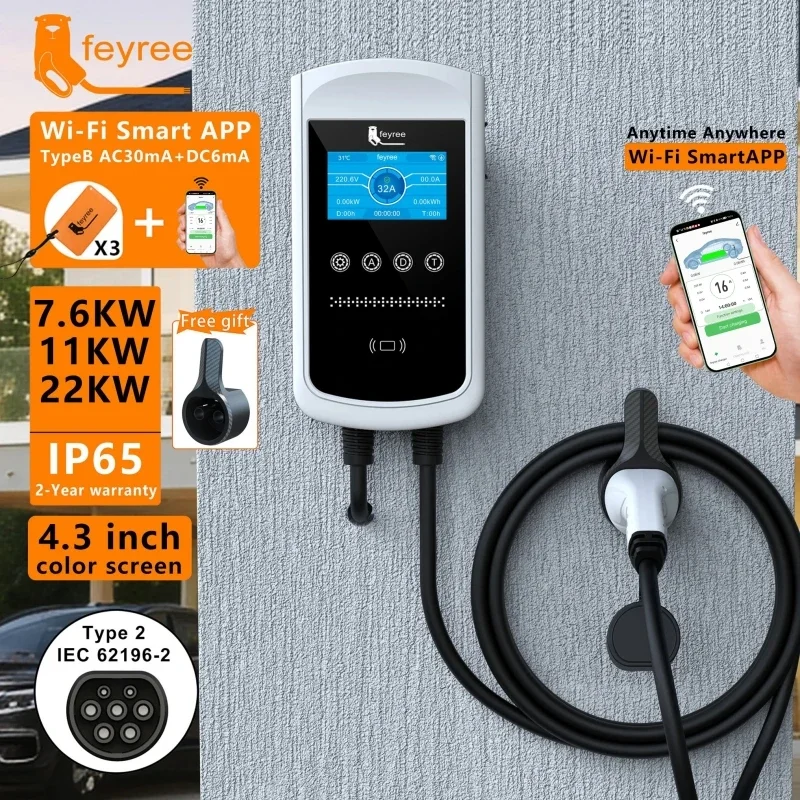 Ev Charger Type 2 22Kw 32A 3 Phase - Carregador EV Feyree Tipo 2 32A